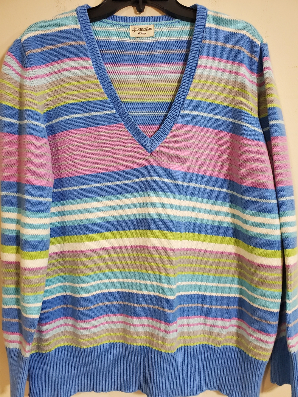 V-Neck Pastel Striped Sweater
